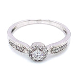 (SOFIA) Anillo con diamantes en oro blanco 10kt. D-0.25CTS.