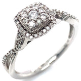 (SOFIA) Anillo con diamantes en oro blanco 10kt. D-0.22CTS.