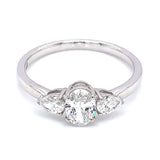 (LD) Anillo con diamantes de laboratorio en oro blanco 14kt. D-0.80CTS.