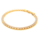 Pulsera con circones en oro amarillo 10kt. 17.5cm