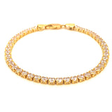 Pulsera con circones en oro amarillo 10kt. 17.5cm
