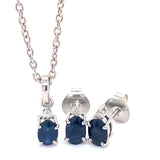 Juego de collar y aretes de zafiros con diamantes en plata 925