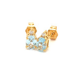 Juego de collar y aretes de aguamarina con diamantes en plata 925 (baño en oro amarillo)