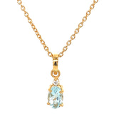 Juego de collar y aretes de aguamarina con diamantes en plata 925 (baño en oro amarillo)