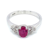 Anillo con rubí de laboratorio en plata 925