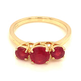 Anillo con rubí de laboratorio en plata 925 (baño en oro amarillo)
