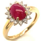 Anillo con rubí de laboratorio en plata 925 (baño en oro amarillo)