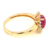 Anillo con rubí de laboratorio en plata 925 (baño en oro amarillo)