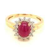 Anillo con rubí de laboratorio en plata 925 (baño en oro amarillo)