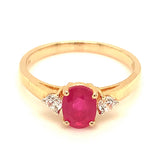 Anillo con rubí de laboratorio en plata 925 (baño en oro amarillo)