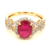 Anillo con rubí de laboratorio en plata 925 (baño en oro amarillo)