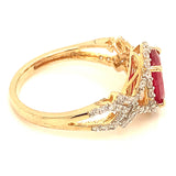 Anillo con rubí de laboratorio en plata 925 (baño en oro amarillo)