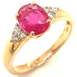 Anillo con rubí de laboratorio en plata 925 (baño en oro amarillo)