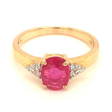 Anillo con rubí de laboratorio en plata 925 (baño en oro amarillo)