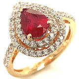 Anillo con rubí de laboratorio en plata 925 (baño en oro amarillo)