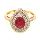 Anillo con rubí de laboratorio en plata 925 (baño en oro amarillo)