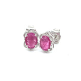 Aretes con rubí de laboratorio en plata 925