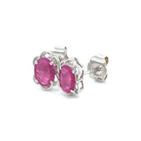 Aretes con rubí de laboratorio en plata 925
