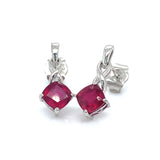 Aretes con rubí de laboratorio en plata 925