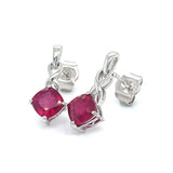 Aretes con rubí de laboratorio en plata 925