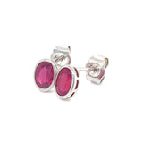Aretes con rubí de laboratorio en plata 925