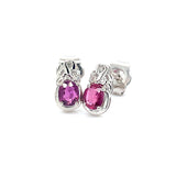 Aretes con rubí de laboratorio en plata 925