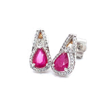 Aretes con rubí de laboratorio en plata 925