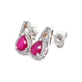 Aretes con rubí de laboratorio en plata 925