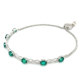 Pulsera con esmeralda de laboratorio en plata 925