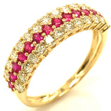 Anillo con rubí y diamantes en oro amarillo 18KT