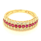 Anillo con rubí y diamantes en oro amarillo 18KT