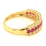 Anillo con rubí y diamantes en oro amarillo 18KT