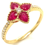 Anillo con rubí y diamantes en oro amarillo 18KT