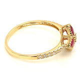 Anillo con rubí y diamantes en oro amarillo 18KT