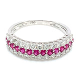 Anillo con rubí y diamantes en oro blanco 18KT