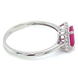 Anillo con rubí y diamantes en oro blanco 18KT