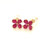 Aretes con rubí  en oro amarillo 18KT