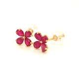 Aretes con rubí  en oro amarillo 18KT