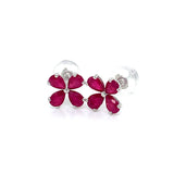 Aretes con rubí en oro blanco 18KT