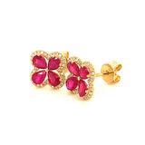 Aretes con rubí y diamantes en oro amarillo 18KT