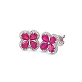 Aretes con rubí y diamantes en oro blanco 18KT