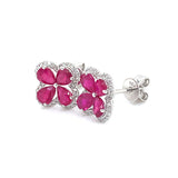 Aretes con rubí y diamantes en oro blanco 18KT