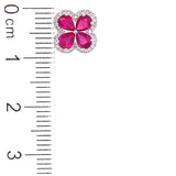 Aretes con rubí y diamantes en oro blanco 18KT