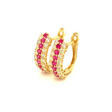 Aretes con rubí y diamantes en oro amarillo 18KT