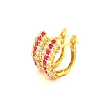 Aretes con rubí y diamantes en oro amarillo 18KT