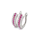 Aretes con rubí y diamantes en oro blanco 18KT