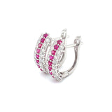 Aretes con rubí y diamantes en oro blanco 18KT