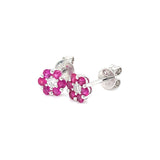 Aretes con rubí y diamantes en oro blanco 18KT