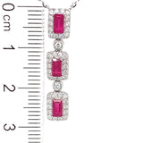 Collar con rubí y diamantes en oro blanco 18KT