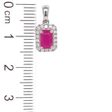 Dije con rubí y diamantes en oro blanco 18KT